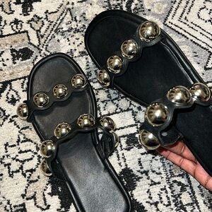 Chic Black Sandals with Silver Accents